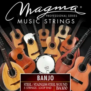 MAGMA BANJO Stainless Steel Wound Strings Set, 5 strings. Magma Banjo strings are specially designed for professional musicians and have been made with carefully selected top quality materials, which ensure excellent sound and long duration as well as perfect tuning.