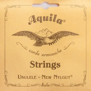 Aquila Nylgut Concert Ukulele Strings are regarded by Ukulele players as some of the best available. Nylgut, distinguishable by its colour, is nearly the same as natural gut and has a specific density and acoustical qualities nearly identical to that of gut, but with a very high breaking point index of 310Hz per meter. Nylgut is the first and only synthetic string that possesses the sonic qualities of the natural gut string.