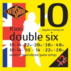 The 12-string version of our Roto Yellows regular electric guitar strings. The combination of silky nickel wrap and powerful steel core make our Rotos a great all-rounder for any playing style or genre.