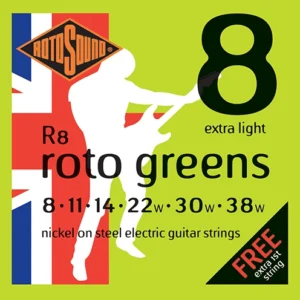 Nickel on steel, Low gauge, Made in the UK, Extra Light, Gauge 8-38