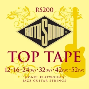Still the favourite for players of jazz, fusion, blues, and soul alike. The smooth feel from Monel tape offers reduced finger noise yet still allows for an element of upper harmonics for a powerful and punchy tone. Electric Guitar Strings Monel Flat-wound Gauge 12-52