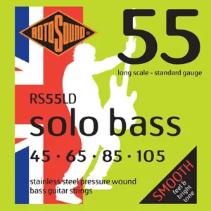 The original pressure wound stainless steel bass string designed in the mid-1970s. Similar to our Swing Bass 66 strings but with a smoother feel. Due to rolling, mass is retained and therefore its brightness. Our half wound Solo Bass 55 strings eliminate finger noise, reduce fret wear, work well on fretless basses and excel in the studio.
