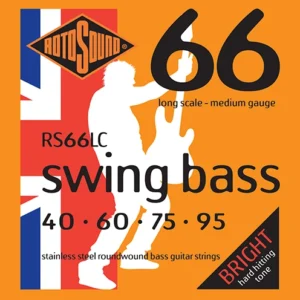 Swing Bass Strings Stainless Steel Round wound Gauge 40-95 : This is the roundwound string that James How and John Entwistle perfected into what was to become the industry standard. The bright, punchy, high-energy sound of Swing Bass 66 strings is a major part of early rock music history and brought the bass player from the back line to the front of the stage.