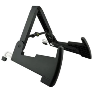 Foldable Guitar Stand suitable for Acoustic, Electric and Classic Guitars. Sturdy design with extendable aluminium brackets for extra stability. Packaged in a black cloth bag and fits into your instrument bag/case. * Aroma Brand.