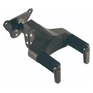 AUTO GRIP SYSTEM GUITAR HANGER, STEEL WALL MOUNT, SHORT ARM. The HERCULES Auto-Swivel Yoke Hanger GSP39WB PLUS rotates automatically to accommodate different shaped guitars or basses vertically and safely. It features a screw-in standard wall mounting system.